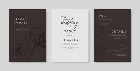 Simple and minimalist wedding card template. trendy modern wedding invitation template. beautiful wedding card template