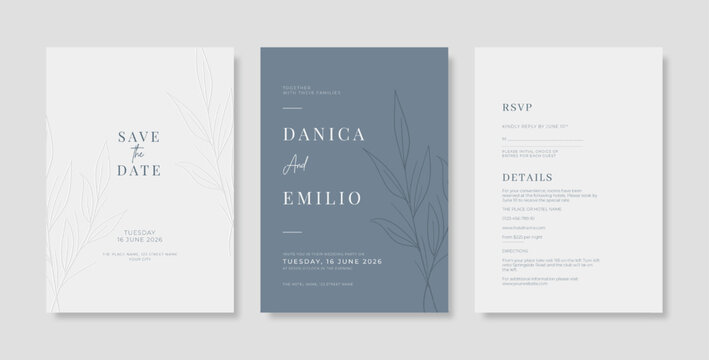 Premium wedding invitation template. Trendy wedding engagement template. engraved wedding invitation template