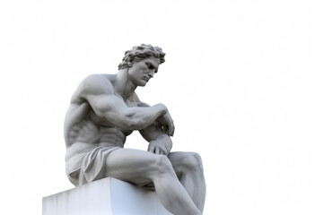 Fototapeta na wymiar man statue act like thinking isolated on white