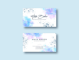 Beautiful business card template with a watercolor background