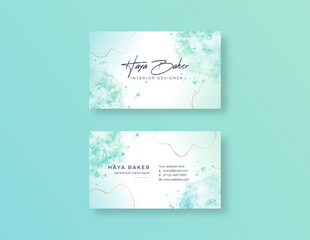 Beautiful business card template with a watercolor background