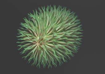 Virus cells with tentacle or bacteria. 3d Illustration.