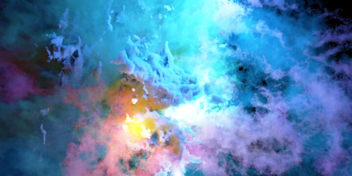 Color smoke and clouds 3D render