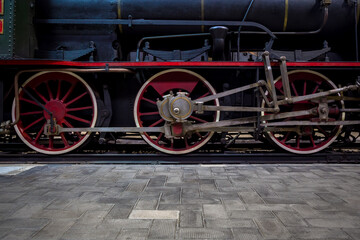 Italian steam locomotive detail, bult by the Costruzioni Elettro Meccaniche di Saronno, 1883. It...
