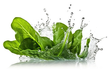 water splash with green Collard isolated created with Generative AI technology