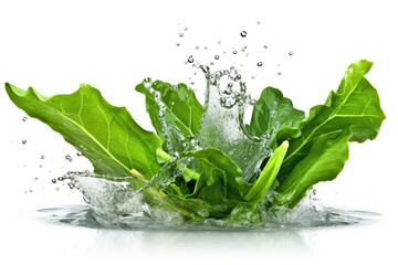 water splash with green Collard created with Generative AI technology