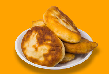 Pirojki. Traditional delicious Russian patty with potatoes and meat