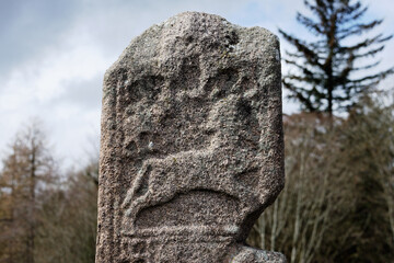 The Maiden Stone. Pictish 9th C. Christian cross slab. East face panel with centaur motif. Chapel of Garioch, Grampian Region, Scotland