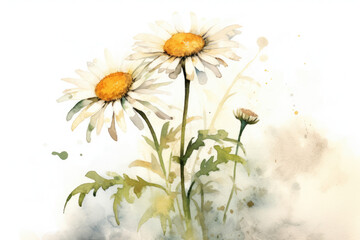 Fototapeta premium watercolor of Daisy isolated created with Generative AI technology