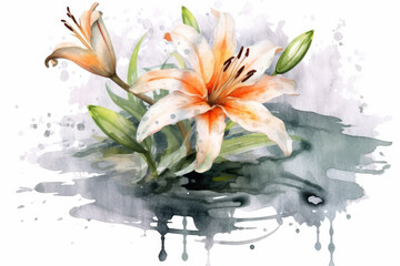 watercolor of Lily isolated created with Generative AI technology