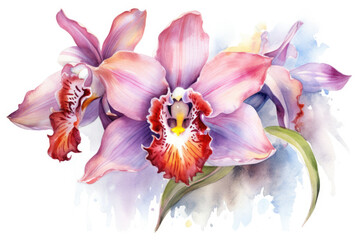 watercolor of Orchid isolated created with Generative AI technology