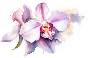 watercolor of Orchid isolated created with Generative AI technology