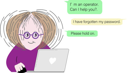 パソコンをするおばあさん