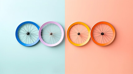 Colorful art close-up bicycle wheel