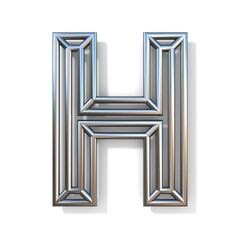 Wire outline font letter H 3D rendering illustration isolated on white background