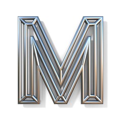 Wire outline font letter M 3D rendering illustration isolated on white background