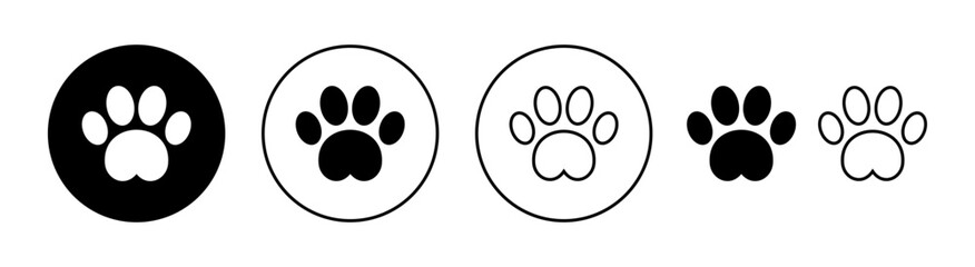 Paw icon set for web and mobile app. paw print sign and symbol. dog or cat paw