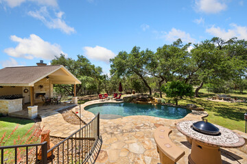 home pool in the summer 