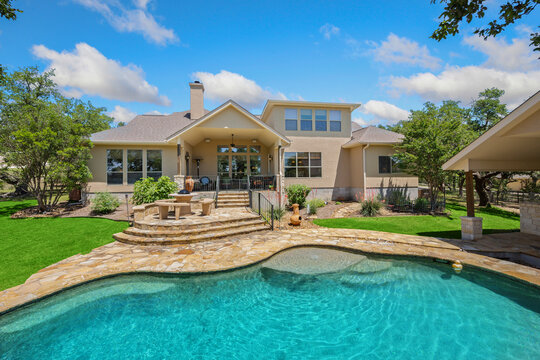 home pool in the summer 