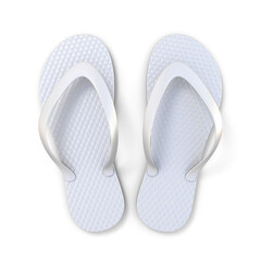 White flip flops top view 3D rendering illustration isolated on white background