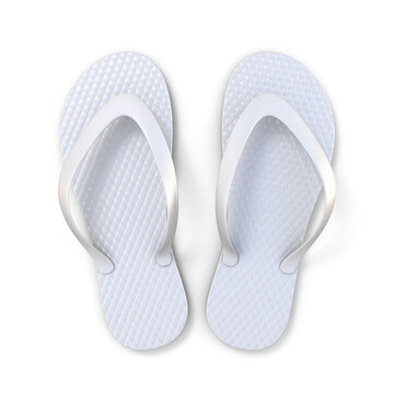 White flip flops top view 3D rendering illustration isolated on white background