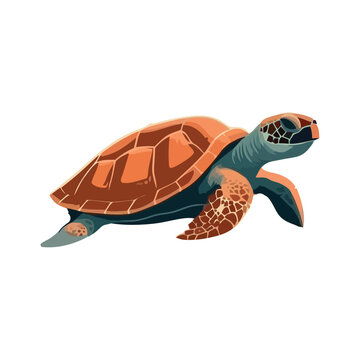 Slow swimming sea turtle