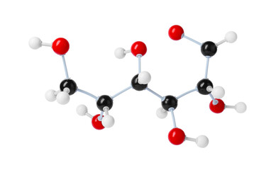 Molecule of glucose on light grey background. Chemical model