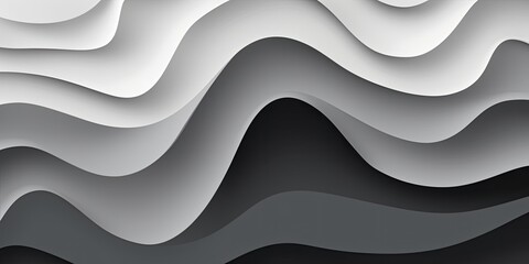 Obraz premium flat lay layered style grayscale paper cut waves abstract background made with Generative AI