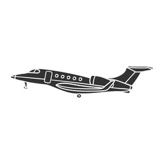 Private Jet Icon Silhouette Illustration. Luxury Fly Vector Graphic Pictogram Symbol Clip Art. Doodle Sketch Black Sign.