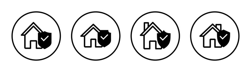 Fototapeta premium home insurance icon set illustration. home protection sign and symbol
