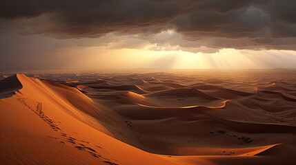 desert landscape with many sand dunes