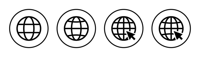 Web icon set illustration. go to web sign and symbol. web click icon. Global search icon