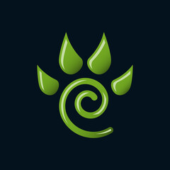 Obraz premium Illustration paw print as a spiral on a gray background