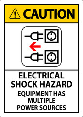 Caution Sign Electrical Shock Hazard, Equipment Has Multiple Power Sources