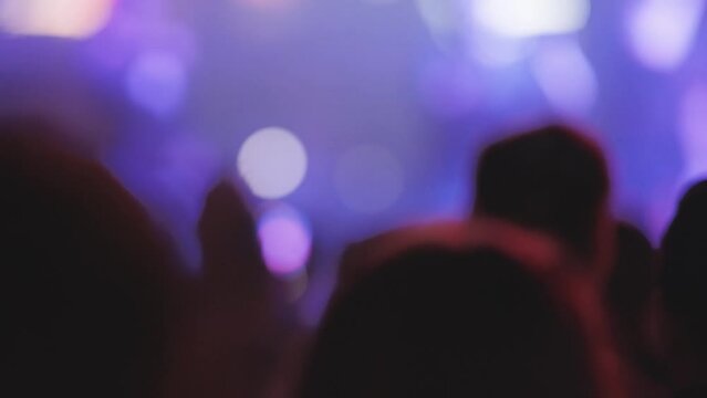 Blurred silhouettes of people in crowd at concert