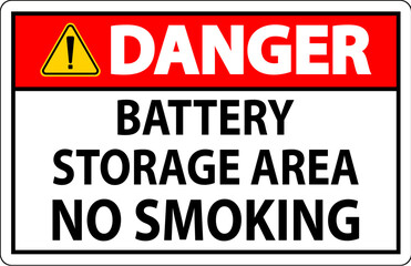 Danger Sign Battery Storage Area No Smoking