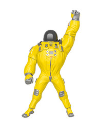 astronaut cartoon is doing the singer power pose