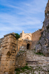 Castle of Acrocorinth, Upper Corinth, the acropolis of ancient Corinth, Greece.