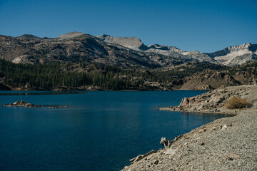 Fototapeta premium Beautiful Tenaya lake and mountains reflection, Yosemite National park
