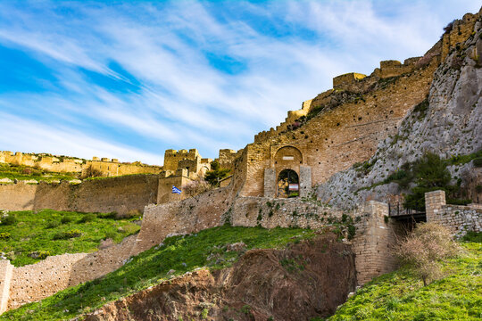 Castle of Acrocorinth, Upper Corinth, the acropolis of ancient Corinth, Greece.