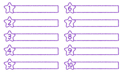クレヨン素材　数字がついた星の形のタイトルデザインセット