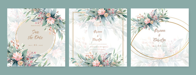 colourful colorful floral flower vector beautiful gold flowers line art on wedding card template watercolor