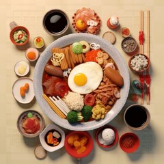 Japanese food top view angle