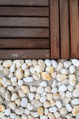 White stone with wooden panel backyard Garden Modern Design Landscaping. Landscaped Back Yard....