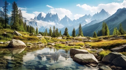 Mountain range in spring in Grand Tetons National Park stunning view scenery