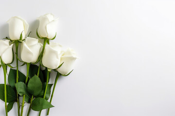 Fototapeta premium A bunch of white roses sitting on top of a table. Generative AI.