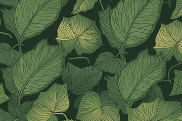 textile repeat pattern of green leaf