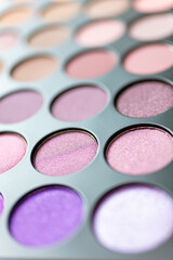 Macro close up photograph of make up or makeup eye shadow palette