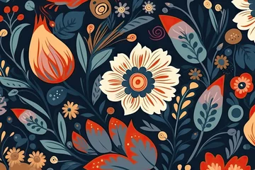 Zelfklevend Fotobehang flower seamless pattern, Modern abstract © waranyu