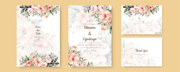 colorful colourful floral flower beautiful hand drawn wedding invitation card watercolor